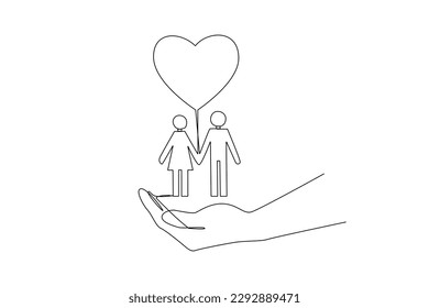 Continuous one line drawing care about family life, assurance protection. Insurance concept. Single line draw design vector graphic illustration.