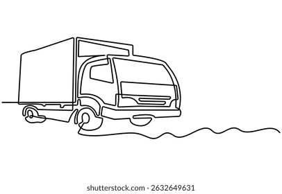 Continuous one line drawing of cargo truck  Delivery truck single line illustration. Editable outline