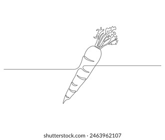 Dibujo continuo de una línea de verdura de zanahoria. Una línea que dibuja la ilustración de la planta de zanahoria en crecimiento. Concepto de crecimiento vegetal arte de línea continua. Esquema editable.