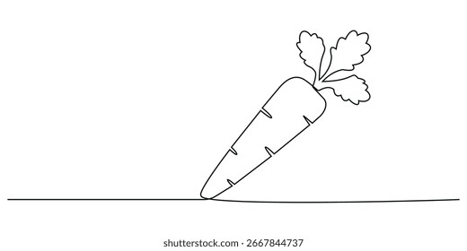 Continuous one line drawing of Carrot healthy eating icon. Hand drawn Editable stroke	

