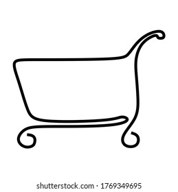dibujo continuo de una línea de un carrito de una tienda de coches. Ilustración del vector