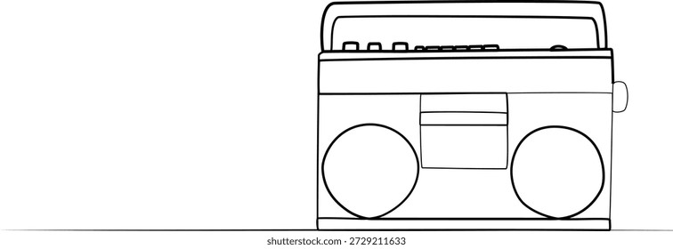 Desenho contínuo de uma linha de um gravador de fita. Imagem vetorial
