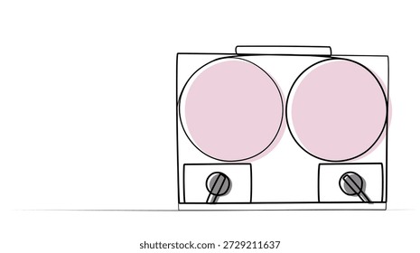Desenho contínuo de uma linha de um gravador de fita. Imagem vetorial