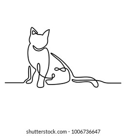 Continuous one line drawing of Cat
