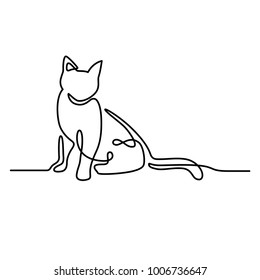 Continuous One Line Drawing Of Cat