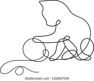 Continuous One Line Drawing Of Cat