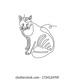 Continuous One Line Drawing Cat Vector