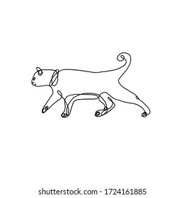 Continuous One Line Drawing Cat Vector