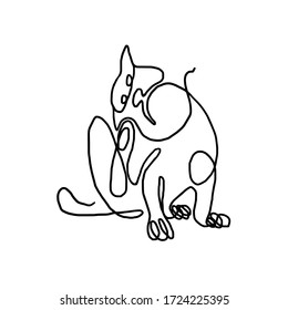 Continuous One Line Drawing Cat Vector