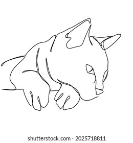 Dibujo continuo de una línea de silueta de gato. Línea de gato por un lado en estilo abstracto dibujado a mano. Ilustración simple del vector de tinta con temática animal. Arte de doodle animal simple y minimalista.