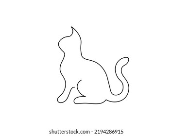 Continuous one line drawing. Cat Vector illustration