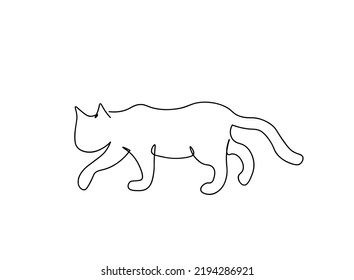 Continuous One Line Drawing Cat Vector Stock Vector (Royalty Free ...