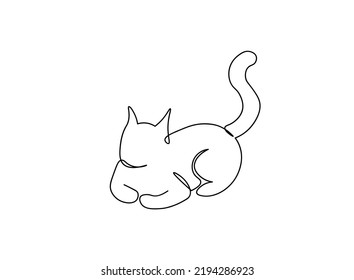 Dibujo continuo de una línea. Ilustración de Cat Vector