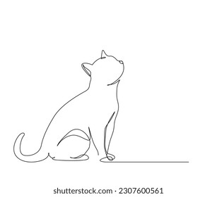 Continuous one line drawing cat   kitten  Cute Cat single line art vector illustration  Editable stroke 