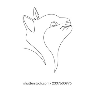 Continuous one line drawing of Cat head. Adorable Cat head single line art vector illustration. Editable stroke.