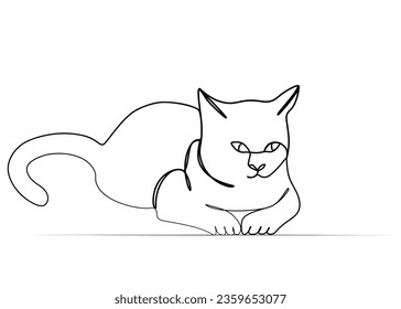 dibujo continuo de una línea de un gato