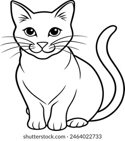 Continuous one line drawing of cat- kitten. Cute Cat single line art vector illustration. Editable stroke