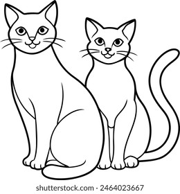 Continuous one line drawing of cat- kitten. Cute Cats line art vector illustration. Editable stroke