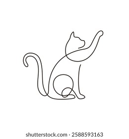 Um desenho de linha contínuo do gato