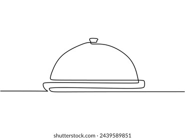 Dibujo continuo de una línea Catering plato servir ilustración vectorial