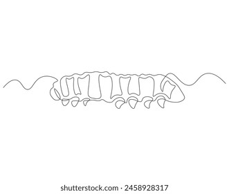 Continuous one line drawing of caterpillar. One line drawing illustration of caterpillar. Insect concept continuous line art. Editable outline.