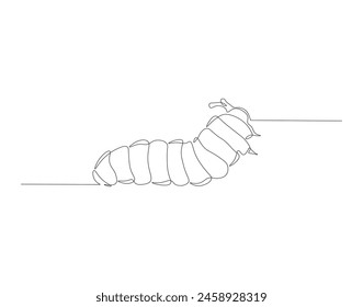 Continuous one line drawing of caterpillar. One line drawing illustration of caterpillar. Insect concept continuous line art. Editable outline.