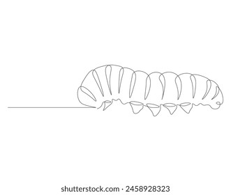 Continuous one line drawing of caterpillar. One line drawing illustration of caterpillar. Insect concept continuous line art. Editable outline.