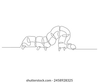 Continuous one line drawing of caterpillar. One line drawing illustration of caterpillar. Insect concept continuous line art. Editable outline.