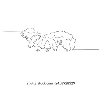 Continuous one line drawing of caterpillar. One line drawing illustration of caterpillar. Insect concept continuous line art. Editable outline.