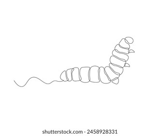 Continuous one line drawing of caterpillar. One line drawing illustration of caterpillar. Insect concept continuous line art. Editable outline.