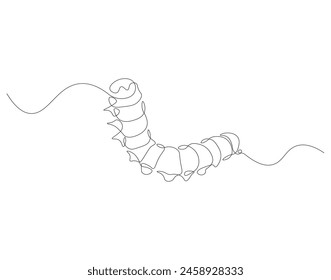 Continuous one line drawing of caterpillar. One line drawing illustration of caterpillar. Insect concept continuous line art. Editable outline.