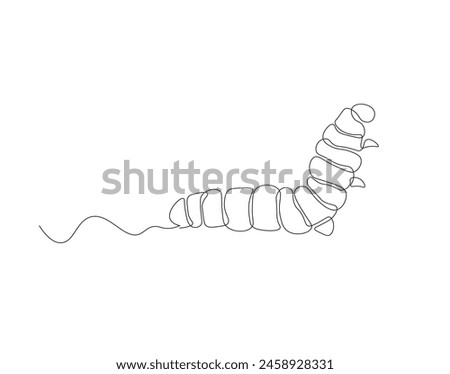 Continuous one line drawing of caterpillar. One line drawing illustration of caterpillar. Insect concept continuous line art. Editable outline.