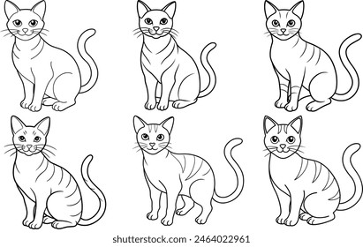 Continuous one line drawing of cats- kitten's. Cute Cat's  line art vector illustration. Editable stroke
