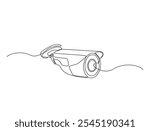 Continuous one line drawing of CCTV video camera surveillance system for monitoring security. Editable vector. 
