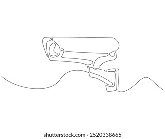 Continuous one line drawing of CCTV security. One line drawing illustration of international technology day. Safety, protection, recorder, and secure concept line art. Editable outline.