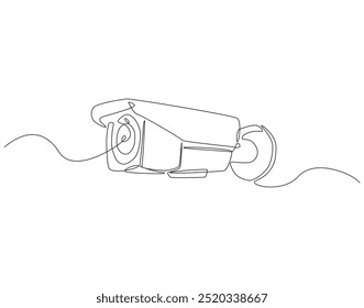 Kontinuierliche einzeilige Zeichnung der CCTV-Sicherheit. Eine Zeichnung zeigt den internationalen Technologietag. Sicherheit, Schutz, Rekorder und sichere Concept Line Art. Editierbare Umrisse.