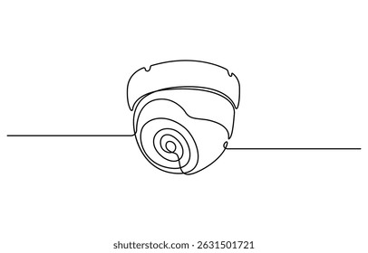 Continuous one line drawing of CCTV video camera surveillance system for monitoring security. Editable vector, One line drawing of CCTV security camera mounted on wall.