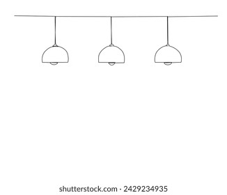 Continuous one line drawing of ceiling lamps . Vintage ceiling lamps single outline vector illustration. Editable stroke.