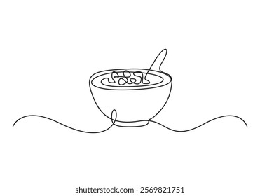 Continuous one line drawing of cereal breakfast vector illustration