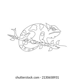 Continuous One Line Drawing of Chameleon
