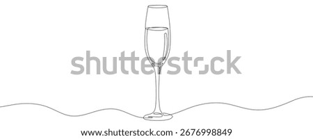 Continuous one line drawing of champagne glass. holiday symbol. vector illustration.