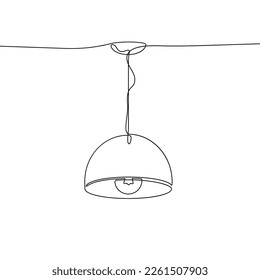 Continuous one line drawing of chandelier. One line drawing of hanging lamp. Vector illustration. Line art of pendant lamp