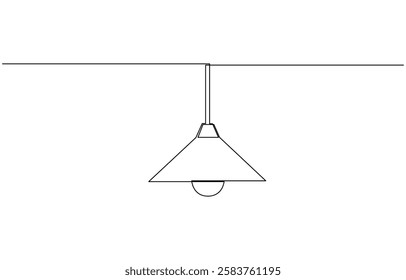 Continuous one line drawing of chandelier one line drawing of hanging lamp, one line drawing. Horizontal banner in minimalistic Industrial style.