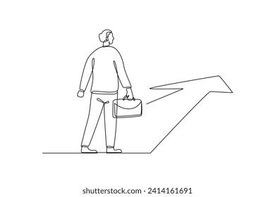 Continuous one line drawing Change job or career. Improvement or progression concept. Doodle vector illustration.