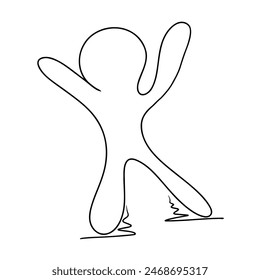 Continuous one line drawing of Character. Doodle vector illustration