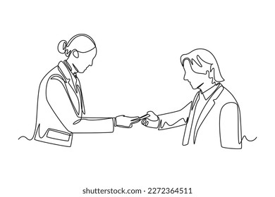 Continuous one line drawing check in airport. airport activities concept. Single line draw design vector graphic illustration.