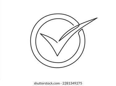 Continuous one line drawing of check icon. One of set web icons - Vector