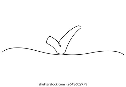Continuous one line drawing of check mark. Tick single line icon. Check mark black icon, Vector illustration, . Single line confirmation icon. Vector illustration.