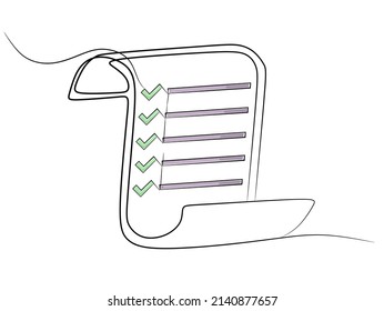 	
Lista de comprobación de dibujo de una línea continua. Ilustración vectorial. 
