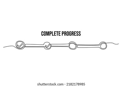 Continuous one line drawing checklist to project progress. Measurement and performance level concept. Single line draw design vector graphic illustration.